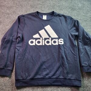 Adidas Logo Crewneck Sweatshirt Navy Blue Men's Large Athletic Casual